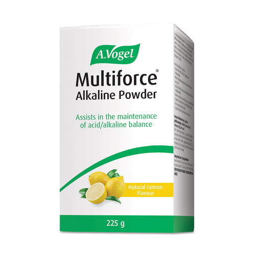 A.Vogel Multiforce Alkaline Natural Lemon Flavour Powder 225g box, front and side panels visible