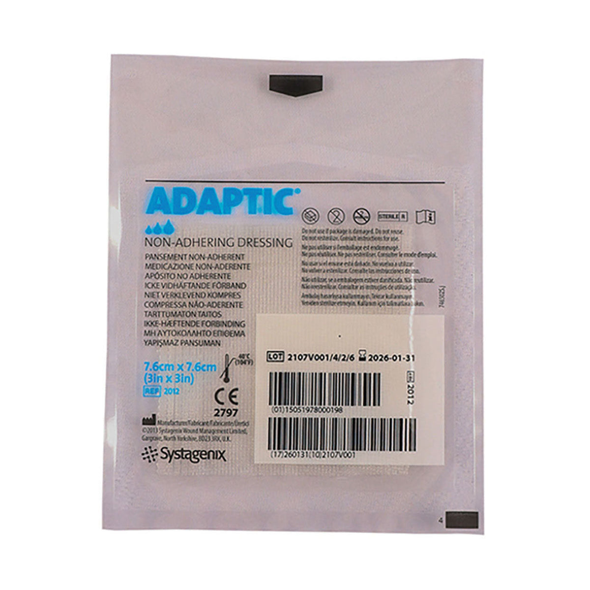 Adaptic Dressing Non Adhesive Dressing 76 x 76mm 1 Unit - Med365