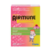 Front of Airmune Citrus Effervescent Tablets 20 Pack