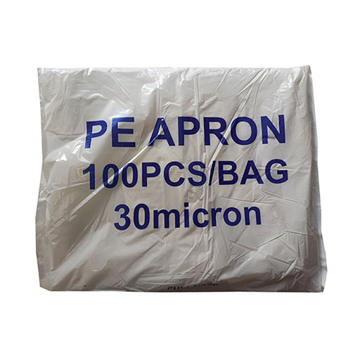 Apron Pe Plastic White 30 Micron 100 Pack