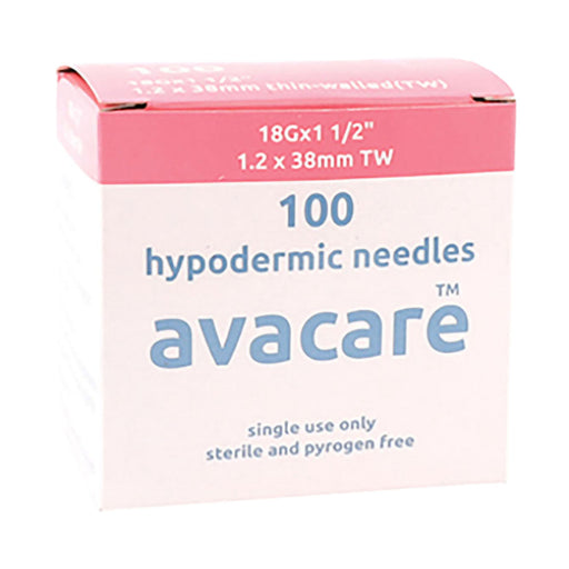 Avacare Needle 18g x 38mm Pink 100 Pack