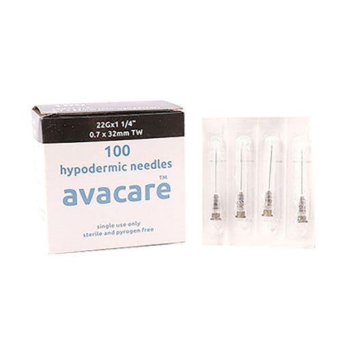 Avacare Needle 22g x 32mm Black 100 Pack