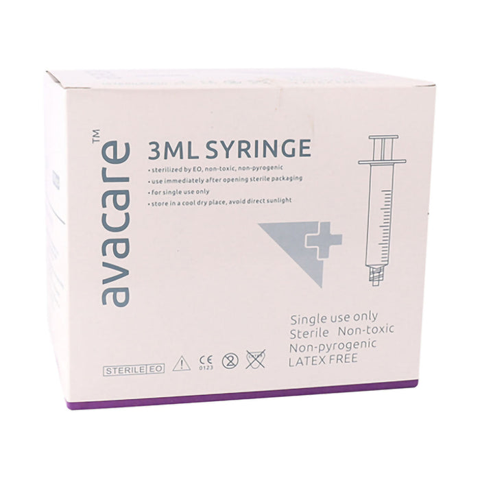 Avacare Syringe 3ml 3part Luer Lock 100 Pack
