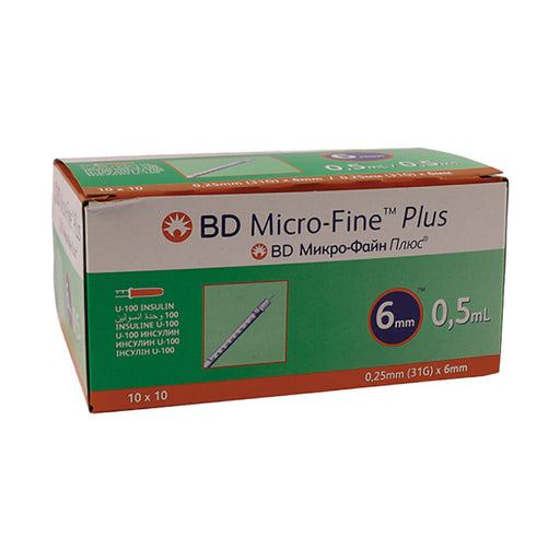 BD Microfine Syringe 0.5ml 31g x 6mm 100 Pack