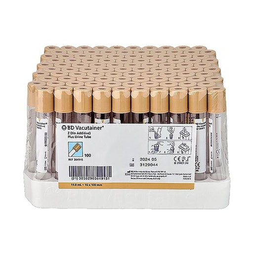BD Vacutainer Urine Tube 11ml Polyethylene 364915 100 Pack
