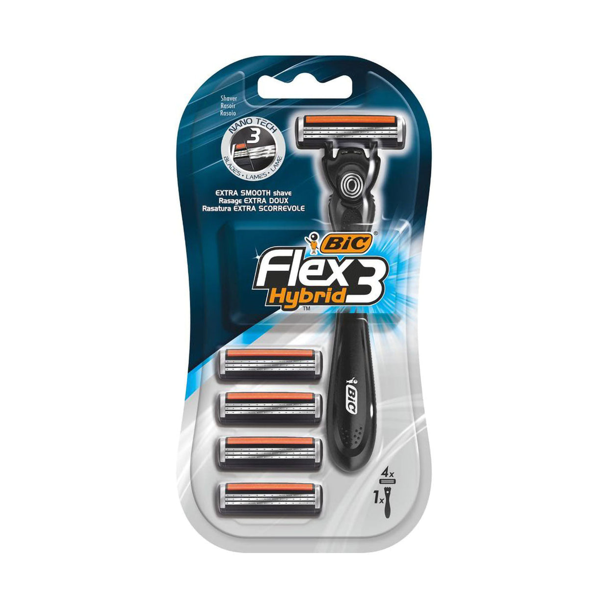 BIC Flex 3 Hybrid Triple Blade Razor With 4 Cartridges - Med365