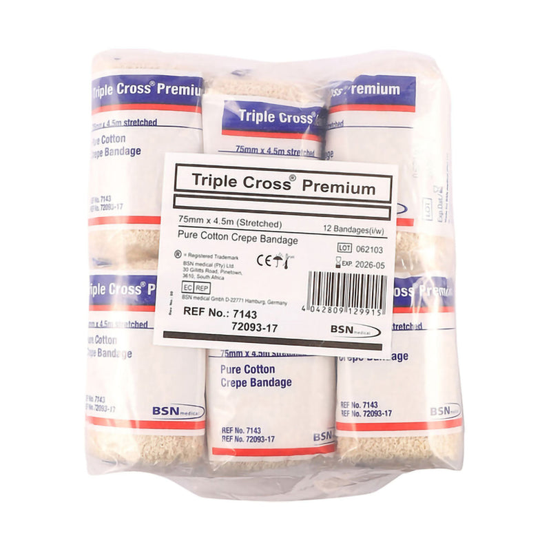 BSN Crepe 75mm x 4.5m Triple Cross 12 Pack