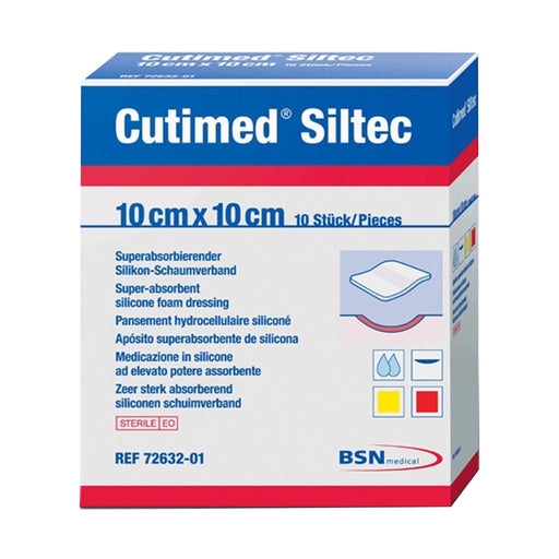Cutimed Siltec silicone foam dressing 10 x 10 cm 10 pack