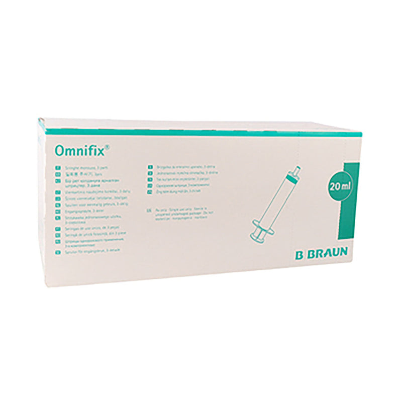 B Braun Omnifix 20 ml three-piece Luer slip syringes 100 pack