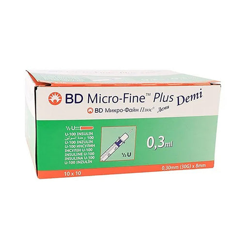 BD Microfine Plus Demi U100 0 3ml 30g 8mm 100 Pack