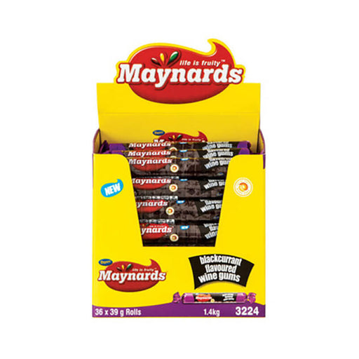 Beacon Maynards Blackcurrant Wine Gums 39g x 36 Rolls