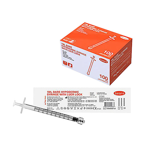 Beare Syringe 1ml Luer Lock 100 Pack