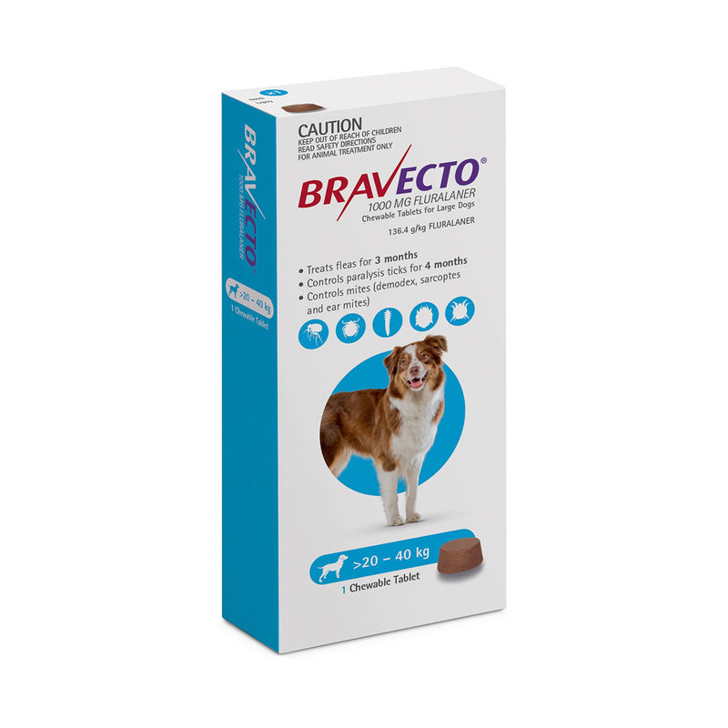 Bravecto Large Dog 20kg - 40kg 1 Chewable Tablet