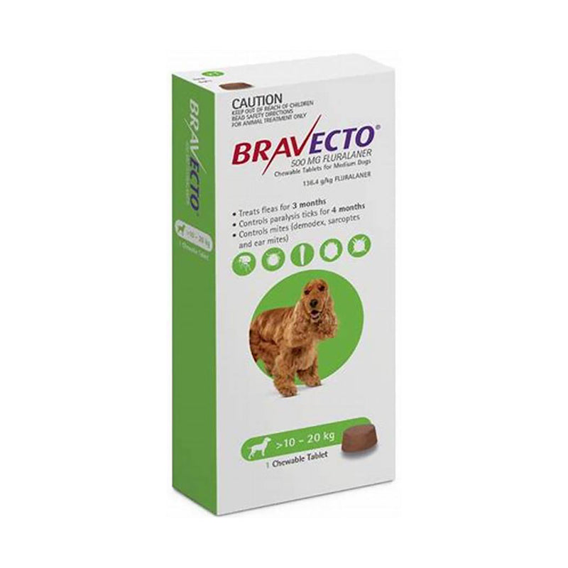 Bravecto Medium Dog 10kg - 20kg 1 Chewable Tablet