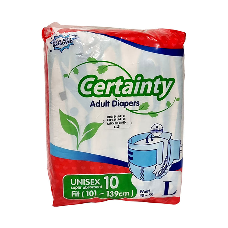 Certainty Adult Diapers Large 10 Pack