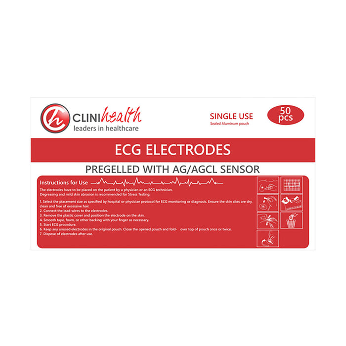 Clinihealt ECG Electrodes Pre-Gelled Adult 50 Pack