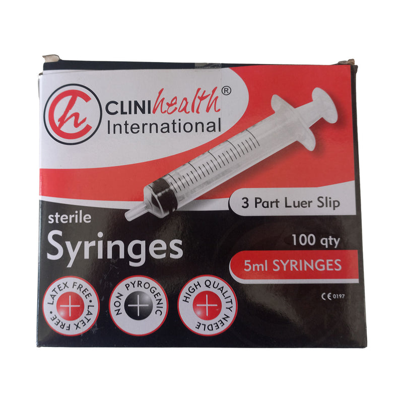 Clinihealth Syringes 5ml 3part Luer Slip 100 Pack