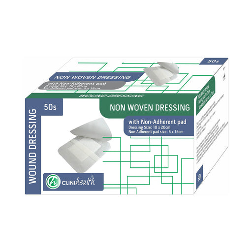 Clinihealth Dressing Non Woven with Pad 10 x 20cm 50 Pack