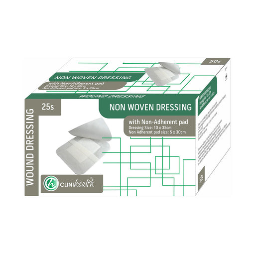 Clinihealth Dressing Non Woven with Pad 10 x 35cm 25 Pack