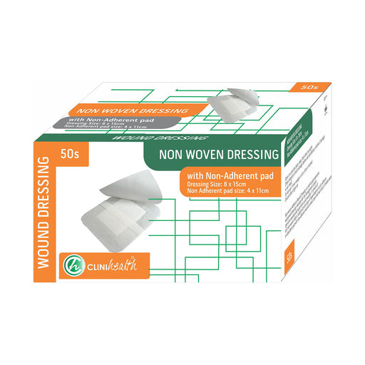 Clinihealth Dressing Non Woven with Pad 8 x 15cm 50 Pack