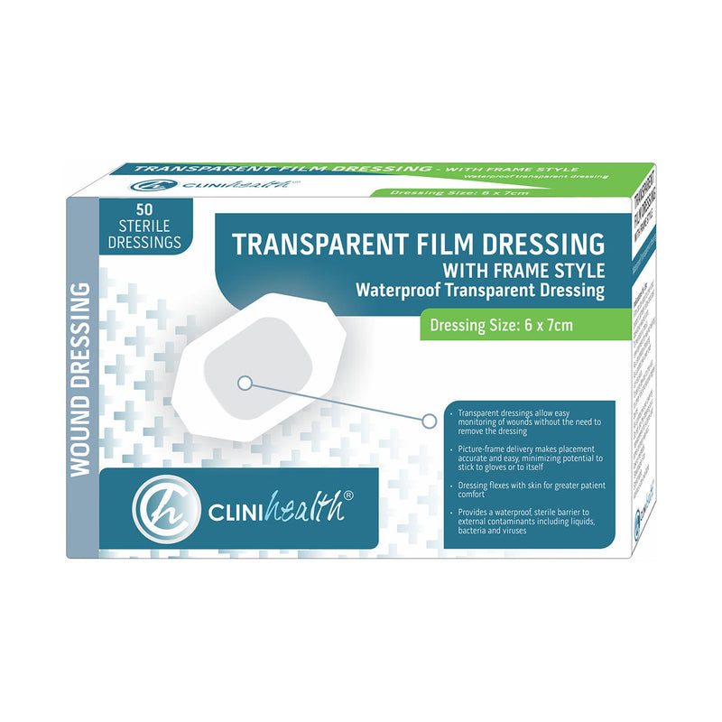 Clinihealth Dressing Transparent Film 6 x 7cm 50 Pack