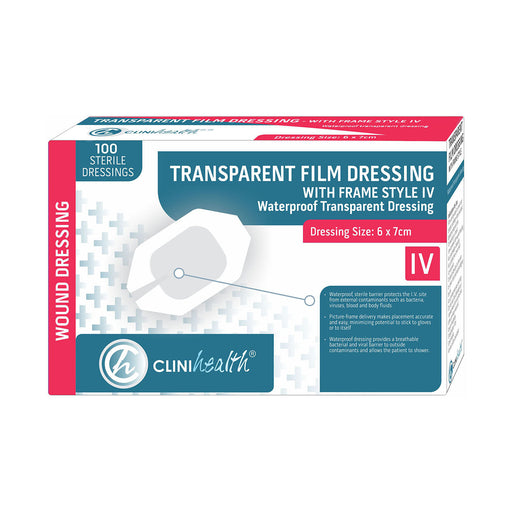 Clinihealth Dressing Transparent Film IV 6 x 7cm 100 Pack