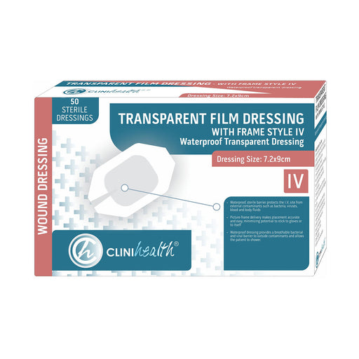 Clinihealth Dressing Transparent Film IV 7.2 x 9cm 50 Pack