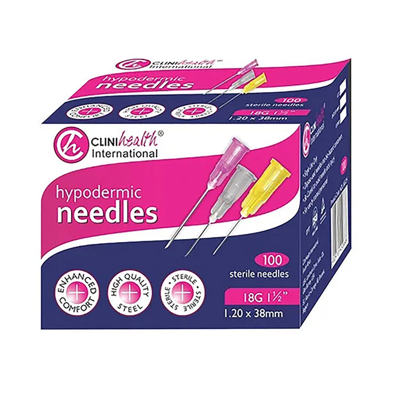 Clinihealth Needle 18g x 38mm Pink 100 Pack