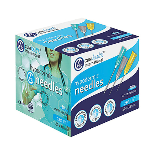 Clinihealth Needles 23g x 38mm Blue 100 Pack