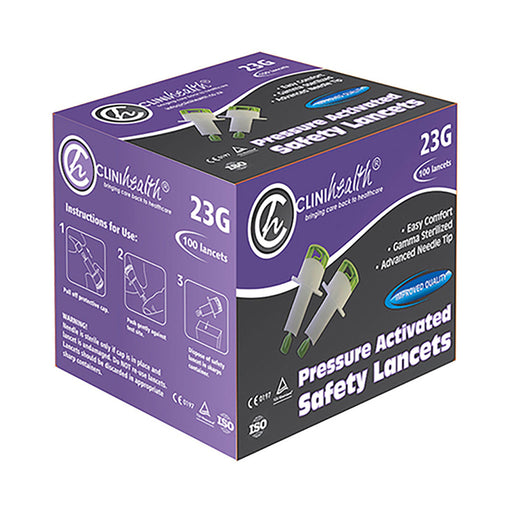 Clinihealth Pressure Activated Safety Lancet 23g 100 Pack
