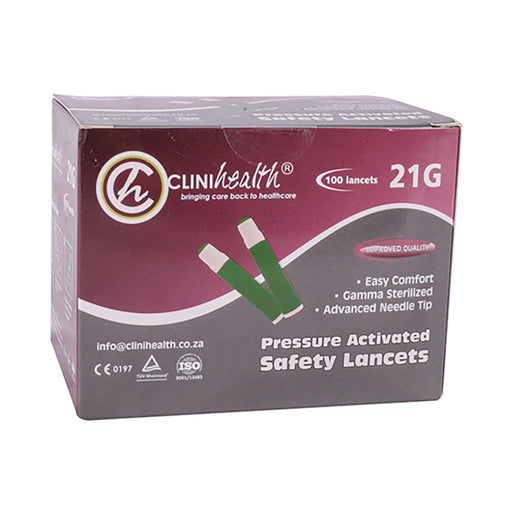 Clinihealth Pressure Activated Safety Lancets 21g 100 Pack