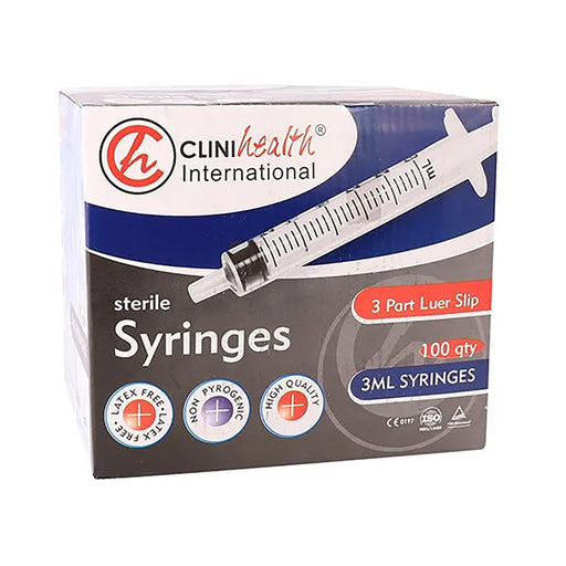 Clinihealth Syringes 3ml 3 Part Luer Slip 100 Pack