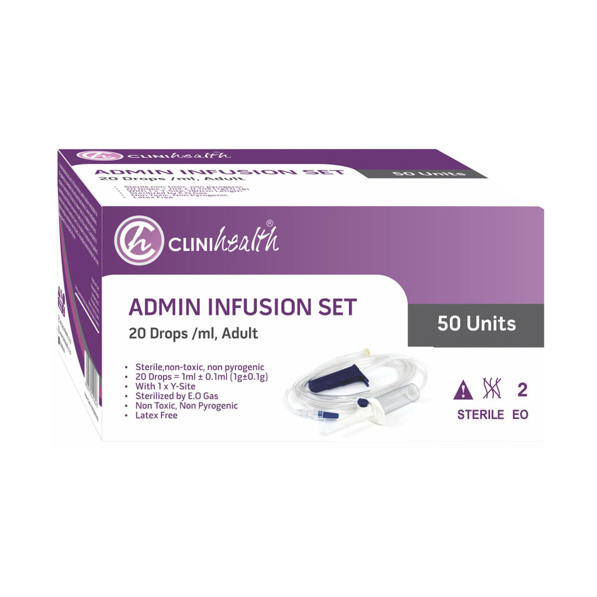 Infusion Set Pack Cliniheath IV Admin Infusion Set Adult Drops 1y 50 Pack - Med365