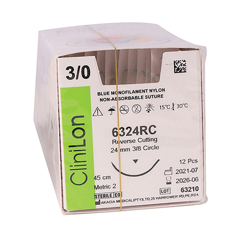 Clinilon Sutures Nylon 3/0 24mm Rc 45cm 12 Pack