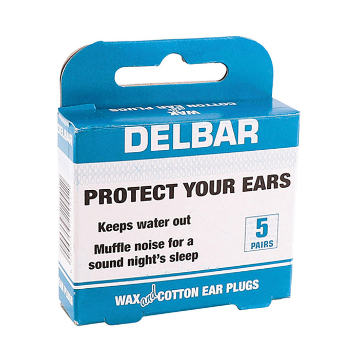 Delbar Wax & Cotton Ear Plugs 5 Pairs