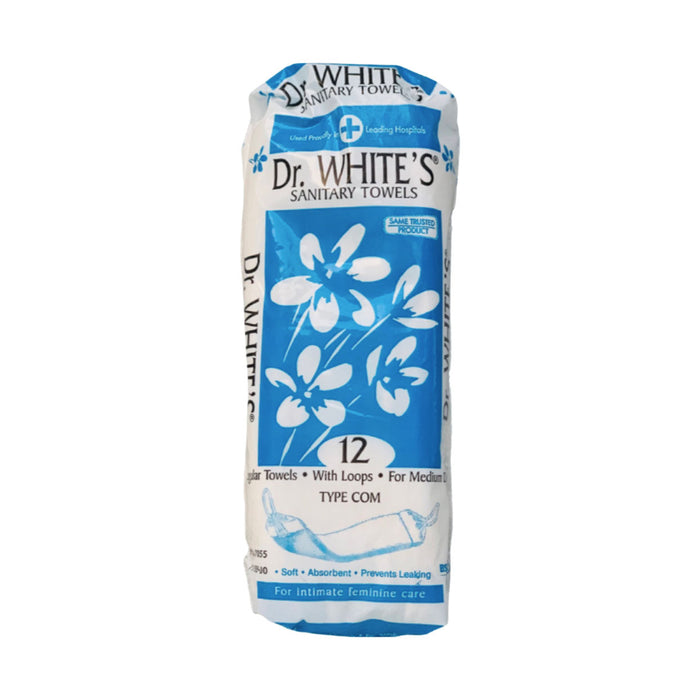 Dr Whites Sanitary Towels Regular Looped 12 Pack