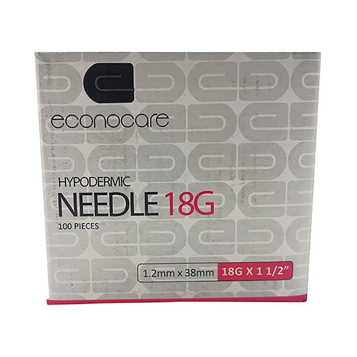Econocare Needle 18g x 38mm Pink 100 Pack