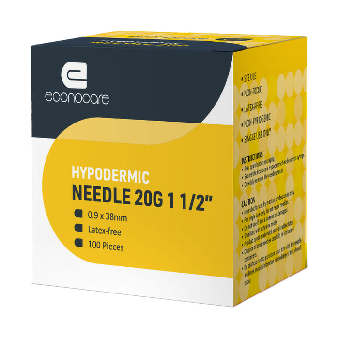 Econocare Needle 20g x 38mm Yellow 100 Pack