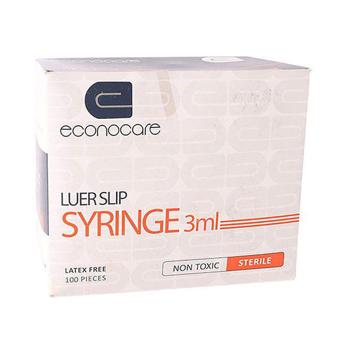 Econocare Syringe 3ml Luer Slip 100 Pack