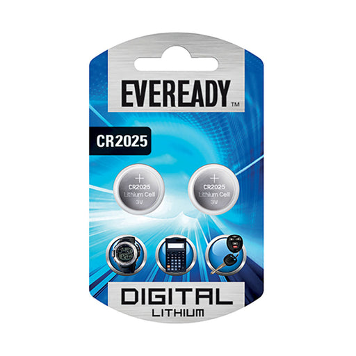 Eveready Lithium CR2025 Batteries 3V 2 Pack
