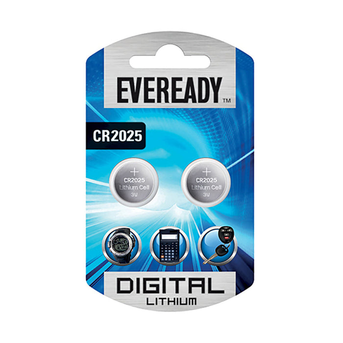 Eveready Lithium CR2025 Batteries 3V 2 Pack