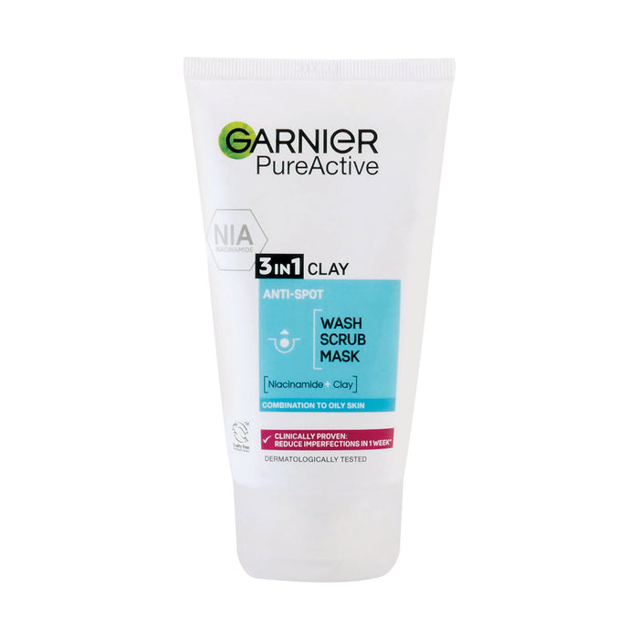 Garnier Pure Active 3-in-1 Wash, Scrub And Mask 150ml