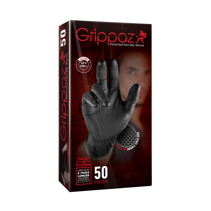 Grippaz Nitrile Gloves Black 50 Pack