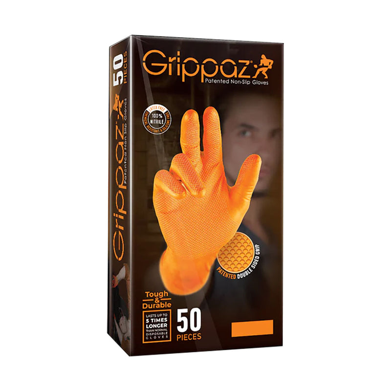 Grippaz Nitrile Gloves Orange 50 Pack
