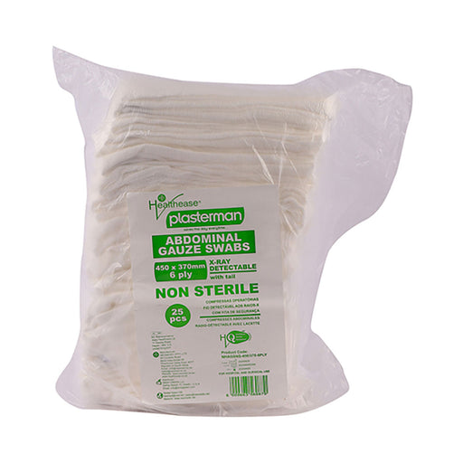 Healthease Abdominal Gauze Swabs 370 x 450mm x 6 Ply Non Sterile 25 Pack