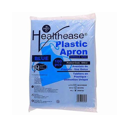 Healthease Apron Plastic Blue 100 Pack