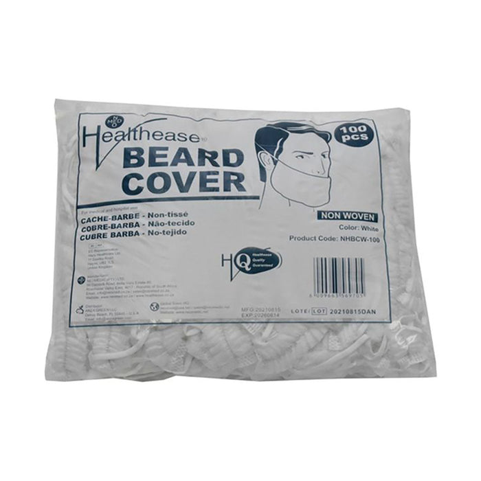 Healthease Beard Cover Non Woven White 100 Pack
