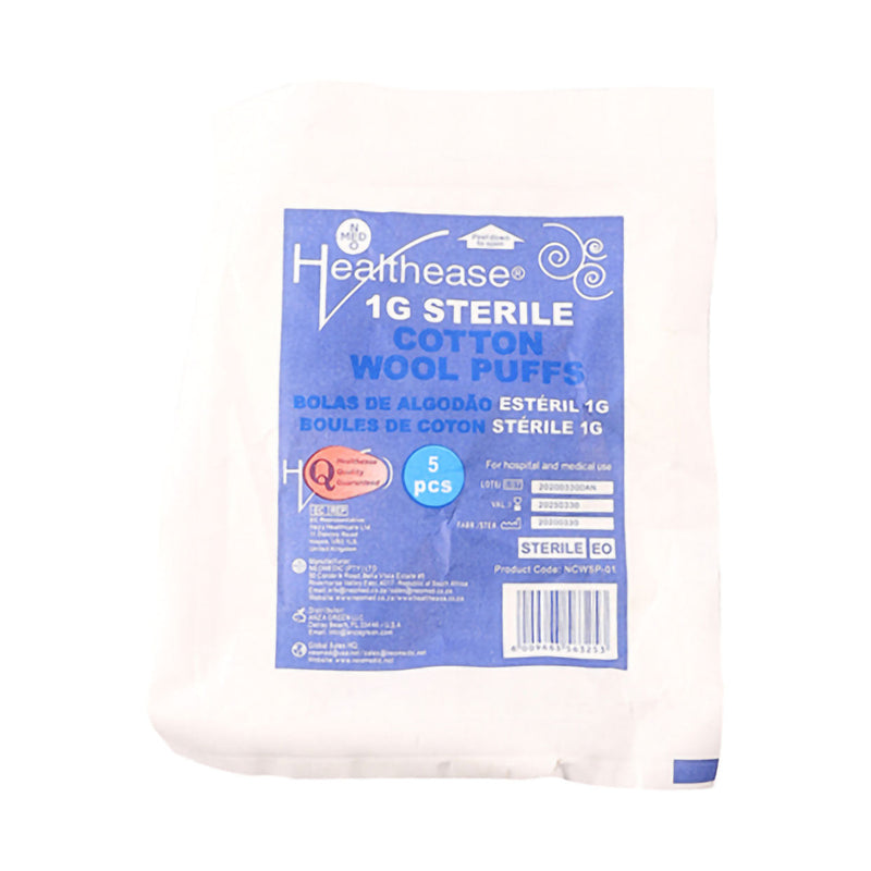 Healthease Cotton Wool Balls Sterile 1g 5 Pack