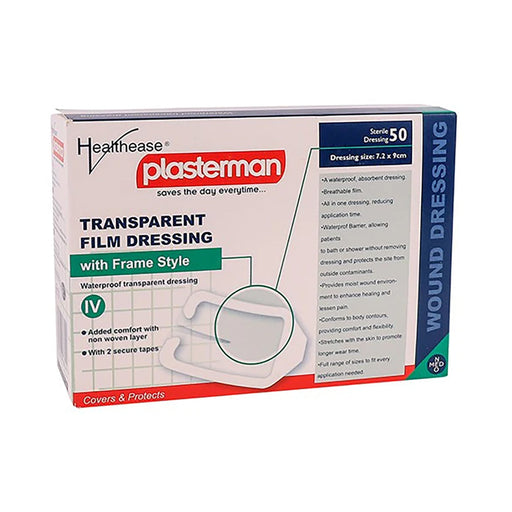 Healthease Dressing Transparent Film IV 7.2 x 9cm 50 Pack