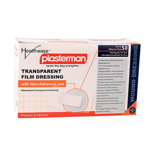 Healthease Dressing Transparent Film With Pad 15 x 9cm 50 Pack